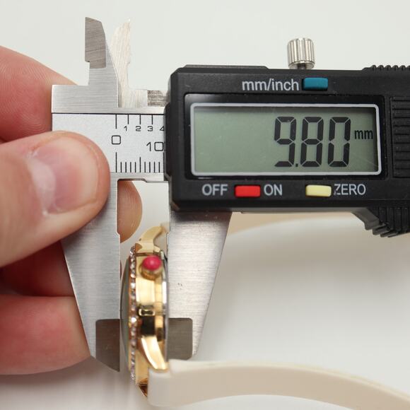 Betsey Johnson Gold Tone 30mm Watch Gem Bezel White Silicone Wrap w New Battery - Picture 3 of 9